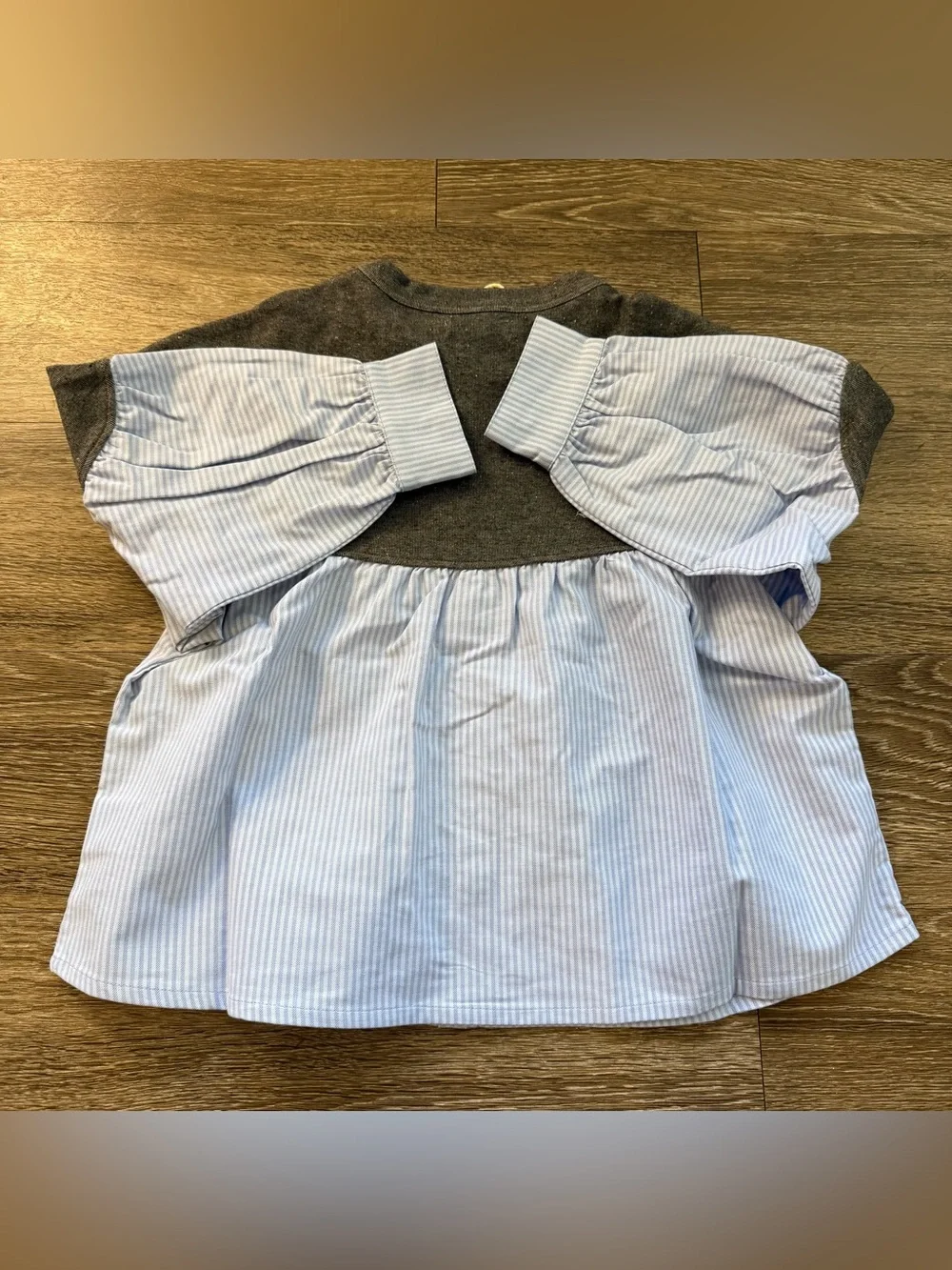 NWT The Sunday Collective Grey and Blue Stripe Blouse